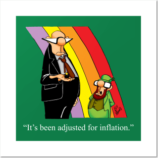 Funny Leprechaun St. Patrick’s Day Inflation Cartoon Humor Posters and Art